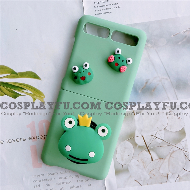 Handmade Green Frog Black Bear Phone Case For Samsung Galaxy Z Flip F7000 Cosplayfu Com