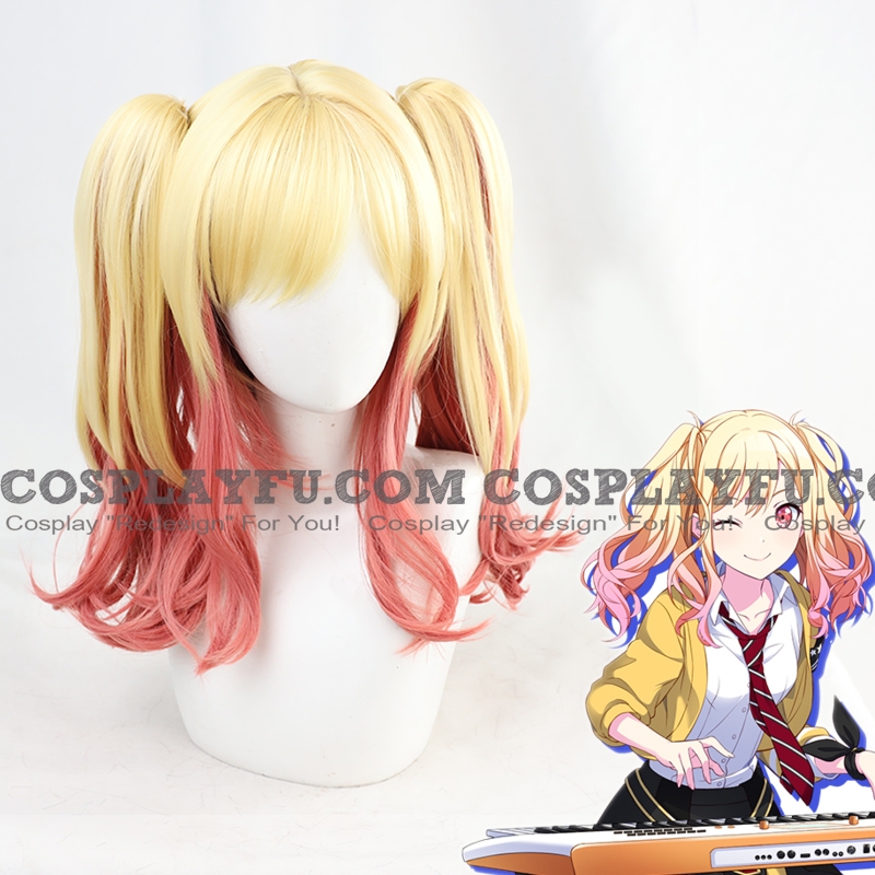 Tenma Saki Wig (Medium Curly Mixed Blonde Pink, Twin Pony