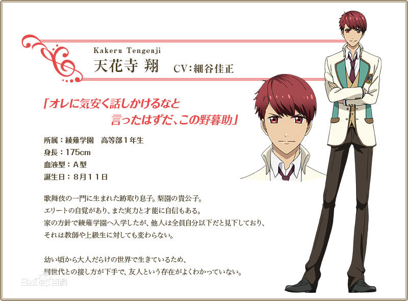 High School Star Musical Kakeru Tengenji Costume